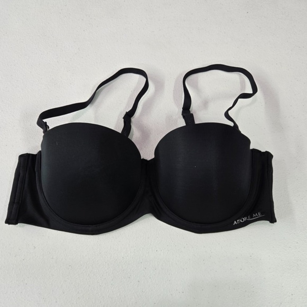 Adore Me Women Bra 34C Black Balconette Multiway Lightly Lined Underwire